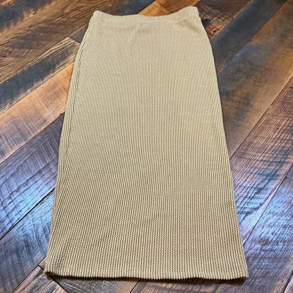 AllSaints Ribbed Knit Midi Skirt Camel Tan XL - Picture 1 of 4